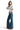 SaltTree Mica Denim high-rise wide-leg jeans in dark indigo with side panel detailing worn by a model in a white tee.