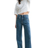 SaltTree Mica Denim high-rise wide-leg jeans in dark indigo with side panel detailing and tummy tuck support.