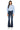 SaltTree Mid Rise Flare Petite Jeans in dark wash denim with whiskering and fading. Features contrast stitching and a 31.75" inseam.