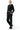 SaltTree model wearing a black Reflex scuba knit cropped zip-up hoodie and matching black lounge pants.