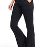 SaltTree Reflex black fleece flare joggers with an elasticized drawstring waist and side pockets on a model