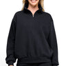 SaltTree Reflex black fleece half-zip pullover with a mock neck collar worn by a smiling model