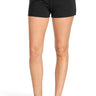 SaltTree Reflex black fleece lounge shorts with an elastic drawstring waistband and side pockets on a model