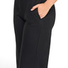 SaltTree Reflex black fleece straight leg sweatpants with elastic drawstring waist and side pockets on a model