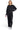 SaltTree model wearing a black Reflex fleece relaxed fit crew neck sweatshirt with ribbed trims and matching pants.