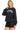 SaltTree Reflex black oversized fleece sweatshirt with California embroidery worn by a model with blonde hair