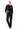 SaltTree Reflex black scuba knit cropped zip-up hoodie worn by a model with matching black lounge pants