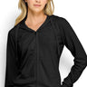 SaltTree model wearing a black Reflex lightweight stretch French terry zip-up hoodie with a drawstring hood.