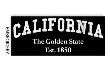 SaltTree Reflex black fleece hoodie featuring white California The Golden State Est. 1850 embroidery detail