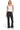 Model wearing SaltTree Reflex charcoal fleece flare joggers with an elasticized waist and side pockets