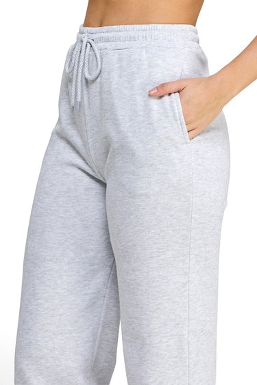 SaltTree Reflex fleece high-rise straight leg jogger in light heather grey with elastic drawstring waist and pockets