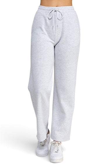 SaltTree Reflex fleece high-rise straight leg joggers in heather grey with an elastic drawstring waist and side pockets