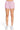 SaltTree Reflex pink fleece shorts with an elastic drawstring waistband and side pockets on a model