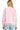 SaltTree Reflex pink oversized crew neck fleece sweatshirt worn by a blonde model with light wash jeans