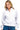 Model wearing a white SaltTree Reflex fleece half-zip sweatshirt with a mock neckline and relaxed fit