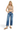 SaltTree model wearing Risen Jeans light indigo high-rise barrel leg denim with a thick turn-up cuffed hem