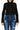 SaltTree Wax Jean black cropped denim jacket with destructed detailing and button-front closure worn by a model
