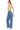 SaltTree model wearing Wax Jean dark blue snow wash mid-rise straight-leg jeans with a 30-inch inseam
