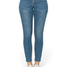 SaltTree Wax Jean high-rise skinny denim pants in medium blue with a 27-inch inseam and classic five-pocket design.