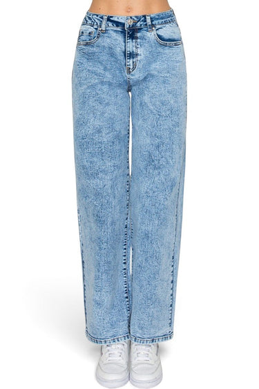 SaltTree Wax Jean mid-rise straight-leg jeans in a light blue snow wash denim with a classic five-pocket design.