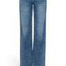 SaltTree Wax Jean mid-rise wide leg jeans in medium blue snow wash denim with a classic five-pocket design.