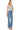 SaltTree model wearing Wax Jean mid-rise wide-leg jeans in a medium blue snow wash denim with a classic 5-pocket design