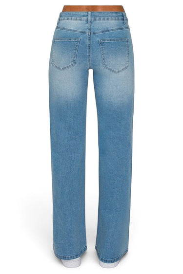 SaltTree Wax Jean medium blue low-rise wide leg jeans with a fitted hip and classic five-pocket back view