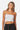 SaltTree model wearing a white Love Poem ribbed seamless strapless tube top with a fitted silhouette.