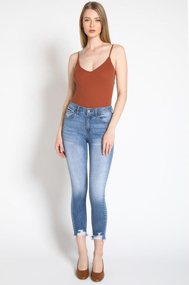 Kancan - Women's Mid Rise Distressed Ankle Skinny Jeans - kc7274-SaltTree