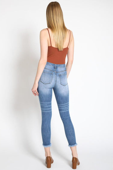 Kancan - Women's Mid Rise Distressed Ankle Skinny Jeans - kc7274-SaltTree