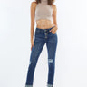 Kancan - USA Women's Dark Wash Five Pocket Button Fly Mid Rise Denim (30" Inseam) - KC8599-SaltTree